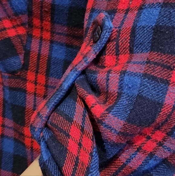 Red & Blue Stylish Plaids! Versatile, Side splits, Chest Pockets, Knee Length SM - Picture 16 of 16